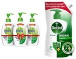 Dettol Original Germ Protection Alcohol based Hand Sanitizer Pump, 200ml (Pack of 3) & Dettol Liquid Handwash Refill - Original Germ Protection Hand Wash- 750ml - Fast UK Delivery