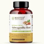 Rooted Ashwagandha Root Capsules (5% Withanolides), Pure Extract | Supports Stress, Anxiety Relief, Energy & Immunity | 60 Caps, 500 Mg Each - Fast UK Delivery