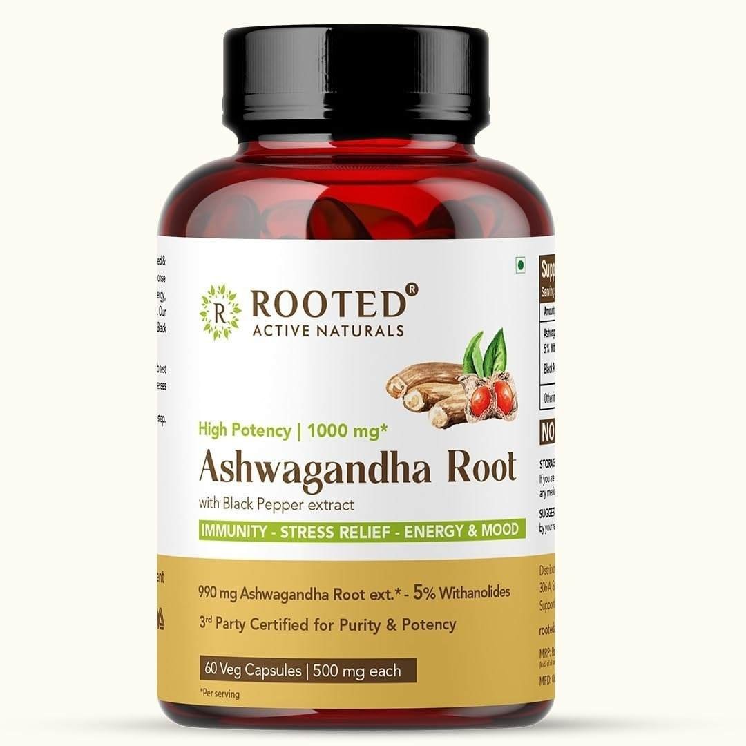 uk61OYUPszoeL-1-1.jpg Rooted Ashwagandha Root Capsules (5% Withanolides), Pure Extract | Supports Stress, Anxiety Relief, Energy & Immunity | 60 Caps, 500 Mg Each - Fast UK Delivery - Image 1