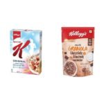 Kellogg's Original Special K Low Fat, B group Vitamins, Source of Protein & Fibre, Naturally Cholesterol Free 435g + Crunchy Granola Chocolate & Almonds, Multigrain Flakes, 450g Breakfast Cereals - Fast UK Delivery