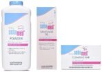 Sebamed Baby Massage Oil, 150ml & Baby Powder, 200g & Baby Cleansing Bar - 100 g Combo - Fast UK Delivery