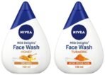 Nivea Women Face Wash For Acne Prone Skin, Milk Delights Turmeric, Reduces 99.9% Pimple Causing Bacteria, 100 Ml & Women Face Wash For Dry Skin, Milk Delights Honey, 100 Ml - Fast UK Delivery