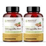Rooted Ashwagandha Root Capsules (5% Withanolides), Pure Extract | Supports Stress, Anxiety Relief, Energy & Immunity | 60 Caps, 500 Mg Each(Pack Of 2) - Fast UK Delivery