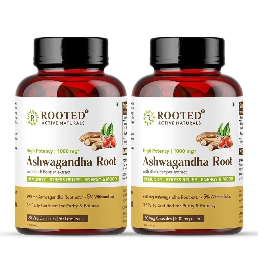 uk61Pq-ukglbL-1-1.jpg Rooted Ashwagandha Root Capsules (5% Withanolides), Pure Extract | Supports Stress, Anxiety Relief, Energy & Immunity | 60 Caps, 500 Mg Each(Pack Of 2) - Fast UK Delivery - Image 1