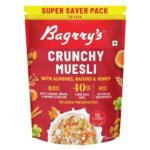 Bagrry's Crunchy Muesli 750gm Pouch| 40% Fibre Rich Oats with Bran | 82% Multi Grains, Almonds, Raisins & Honey | Breakfast Cereal | Natural Muesli - Fast UK Delivery