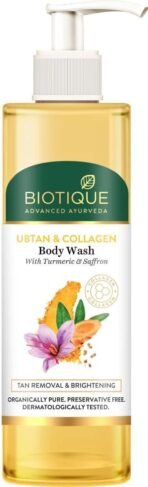 Biotique Ubtan & Collagen Body Wash with Goodness of Turmeric & Saffron for Unclogging Pores|Fresh and Radiant Skin|For Men & Women - 200ml - Fast UK Delivery