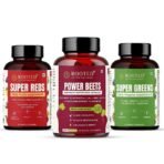 Rooted Active Naturals Wellness Combo - Power Beets Beetroot Capsules, Super Greens Veggie and Super Reds Fruit Supplements - Fast UK Delivery