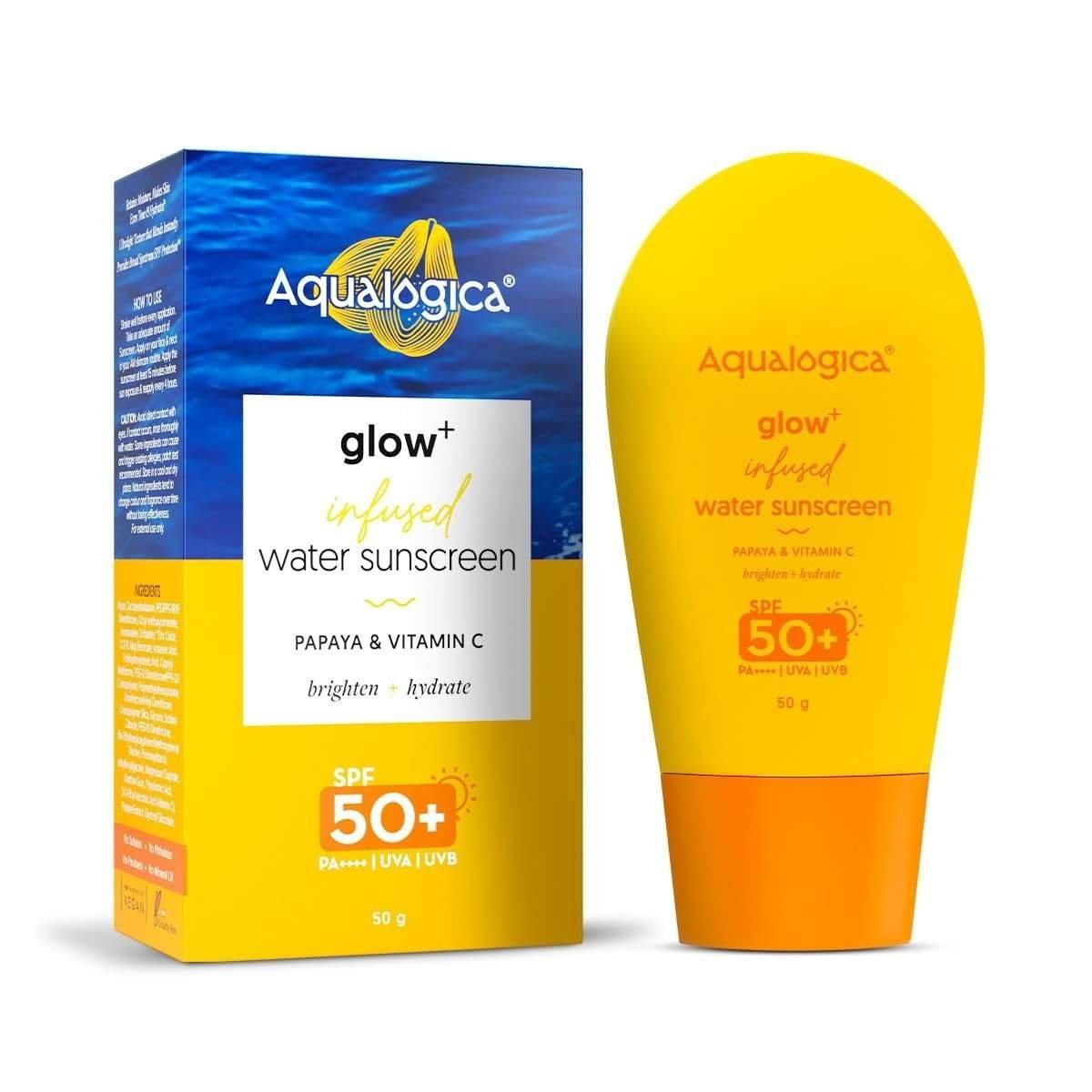 uk61RL5oJRL9L-1-1.jpg Aqualogica Glow+ Infused Water Sunscreen For All Skin Types Spf 50+ Pa++++ With Papaya&Vitamin C|Gives Glowing&Hydrated Skin|Lightweight,Hydrating & No White Cast - 50G,Pack Of 1 - Fast UK Delivery - Image 1