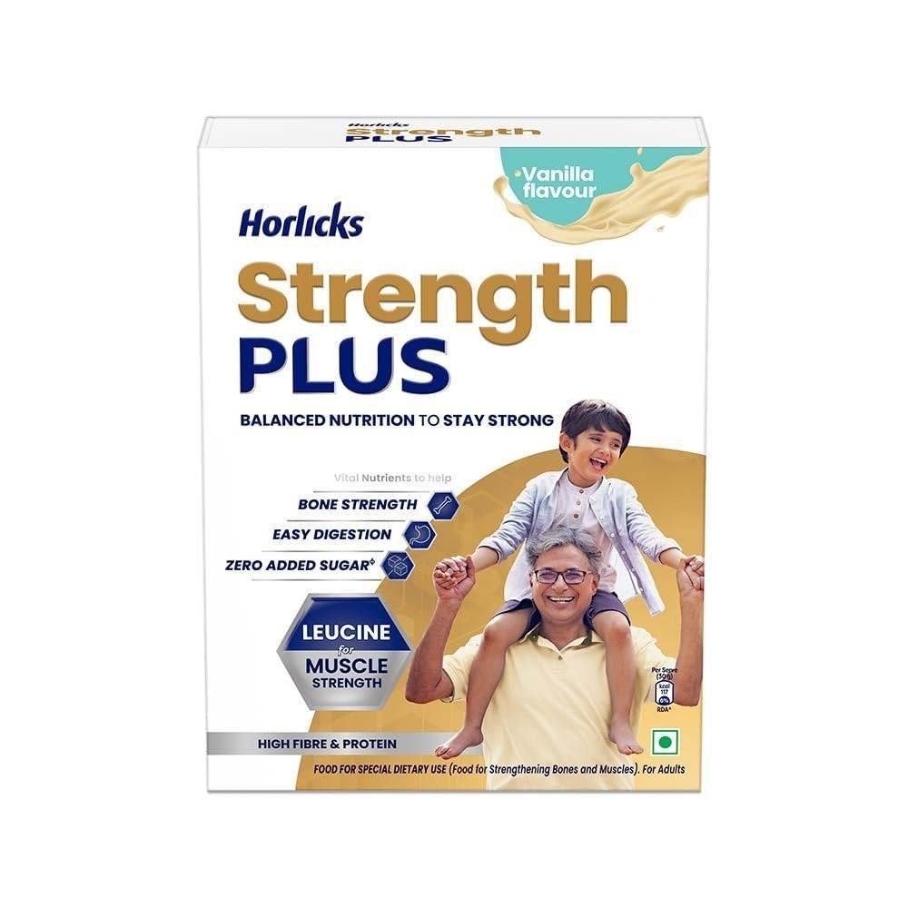 uk61RW0unZMTL-1.jpg Horlicks Strength Plus- Vanilla, 350g| Balanced Nutrition to Regain Strength | High Fibre & Protein - Fast UK Delivery - Image 1