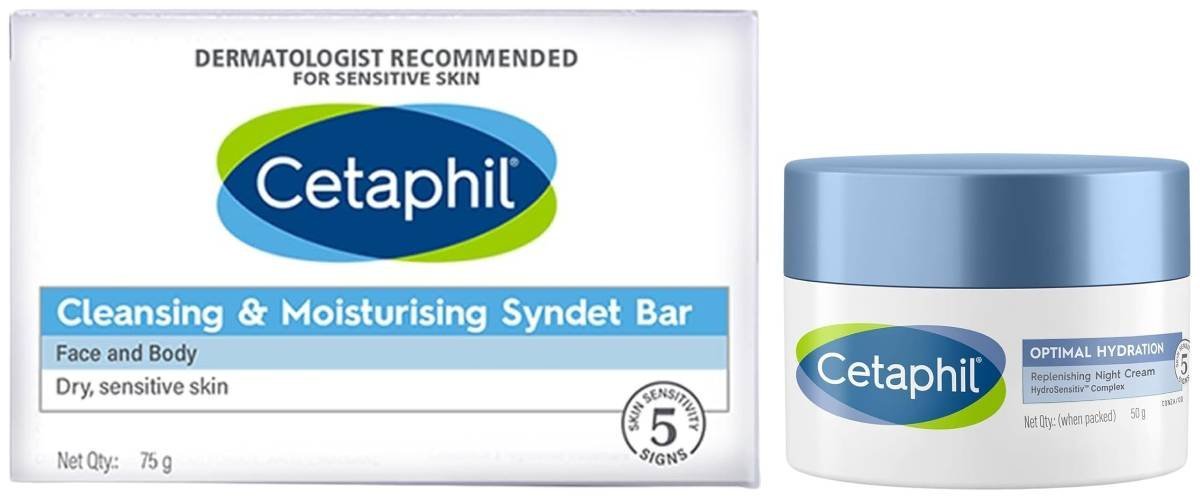 uk61Ra2TkFfL-1.jpg Cetaphil Optimal Hydration Replenishing Night Cream 50g | Lightweight & Fast Absorption | Hyaluronic Acid, Blue Daisy Extract, Niacinamide VVF India Cleansing And Moisturising Syndet Bar, 75g - Fast UK Delivery - Image 1