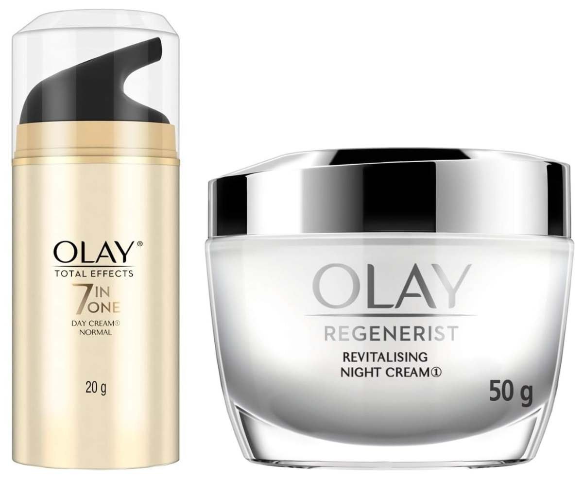 uk61Rsdm1kmjL-1-1.jpg Olay Day Cream Total Effects 7 in 1, Anti-Ageing Moisturiser, 20g & Olay Night Cream Regenerist Deep Hydration Light Cream, 50g - Fast UK Delivery - Image 1
