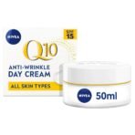 NIVEA Q10 Anti-Wrinkle Power Firming Day Cream SPF 15 (50ml), Anti-Wrinkle Face Cream with Skin Identical Q10 and Creatine, Face Cream for 3x Wrinkles - Fast UK Delivery