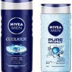 Nivea Men Shower Gel, Pure Impact Body Wash, 250ml & Men Shower Gel, Cool Kick Body Wash, 250ml - Fast UK Delivery