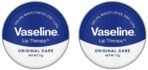 Vaseline Lip Tins Original Care, 17G|Infused With Vitamin E To Hydrate & Moisturize Dry Lips. (Pack Of 2), Clear - Fast UK Delivery