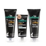 mCaffeine Coffee Pollution & Sun Protection Kit with Face Wash, Face Scrub & SPF 50 PA++ Sunscreen Lotion | Deeply Cleanses, Removes Tan, Protects & Repairs UV Damage | For All Skin Types - Fast UK Delivery
