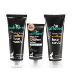 mCaffeine Coffee Pollution & Sun Protection Kit with Face Wash, Face Scrub & SPF 50 PA++ Sunscreen Lotion | Deeply Cleanses, Removes Tan, Protects & Repairs UV Damage | For All Skin Types - Fast UK Delivery