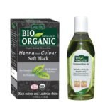 INDUS VALLEY Bio Organic Soft Black Henna Hair Color with Hair growout Oil Combo For Hair Care (100 ml+100g) - Fast UK Delivery