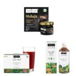 Kapiva Himalayan Shilajit/Shilajeet Resin, 20g - Performance Booster, Kapiva Skin Foods Glow Mix Collagen Powder for Glowing & Healthy Skin (30 Sachets) & Kapiva Dia Free Juice, 1L - Fast UK Delivery