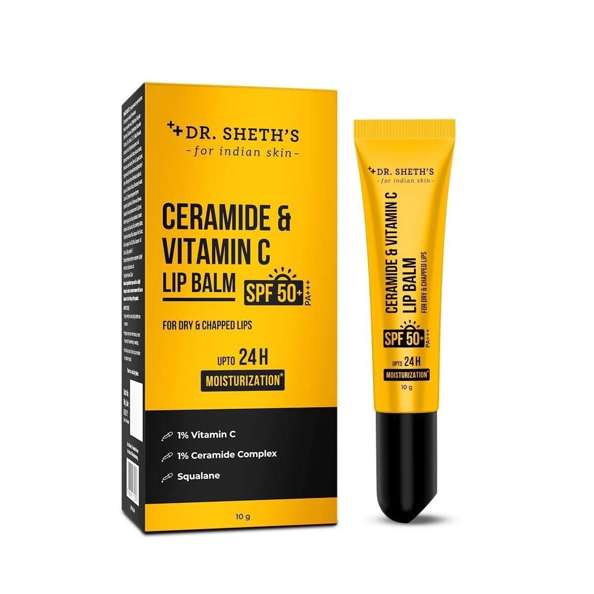 uk61TTv5rY4NL-1-1.jpg Dr. Sheth's Ceramide & Vitamin C Lip Balm | Heals Dry & Chapped Lips 24H Moisturization| Sun Protection with SPF 50+ PA+++| Barrier Repair |Non Sticky | Non greasy|Lightweight| All Genders| 10g - Fast UK Delivery - Image 1