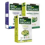 INDUS VALLEY Bio Organic Natural and Pure Indigo Powder | Indigofera tinctoria, Herbal Henna Powder with Amla Powder | Indian Gooseberry for Hair care - (100g*3=300g) Combo - Fast UK Delivery