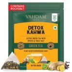 VAHDAM, Detox Kahwa Green Tea - 50 Pyramid Tea Bags | 100% Natural, Non-GMO, Gluten Free | Desi Kahwa With Green Tea & Spices | Resealable Ziplock Pouch - Fast UK Delivery