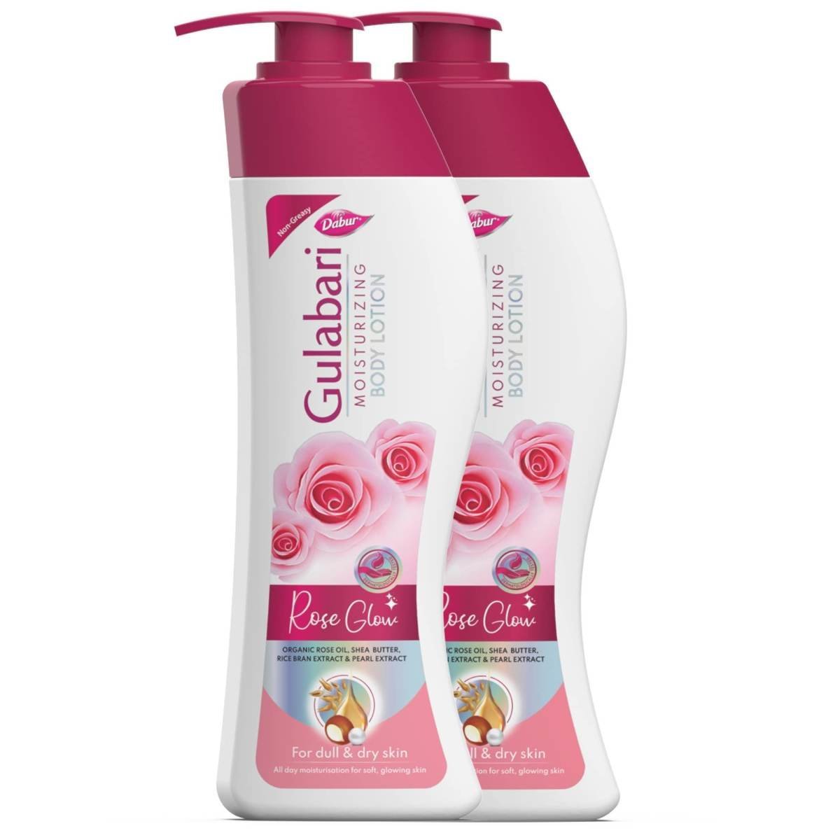 uk61ThADye0sL.jpg Dabur Gulabari Moisturizing Lotion, 800ml (400ml -Buy 1 Get 1 free) for Dry & Dull Skin | Made with 100% Organic Rose Oil | Dermatologically Tested | Paraben Free - Fast UK Delivery - Image 1