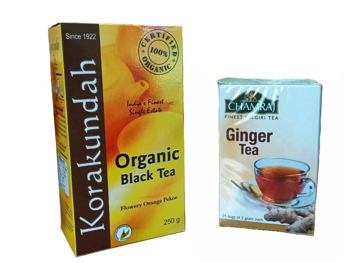 uk61U5jzmbDPL-1.jpg KORAKUNDAH Organic Black Tea 250 g|CHAMRAJ Ginger Tea 25 Dip Bags |Pack of 2|Total 300g|India's Finest Chamraj Nilgiri Tea - Fast UK Delivery - Image 1