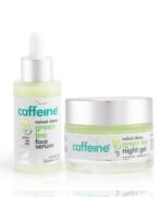 mCaffeine Green Tea Night Hydration Routine with Face Serum & Night Gel | Enriched with Vitamin C | Soothing & Calming Aroma | Pack of 2 - Fast UK Delivery