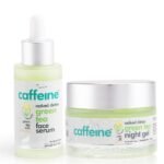 mCaffeine Green Tea Night Hydration Routine with Face Serum & Night Gel | Enriched with Vitamin C | Soothing & Calming Aroma | Pack of 2 - Fast UK Delivery