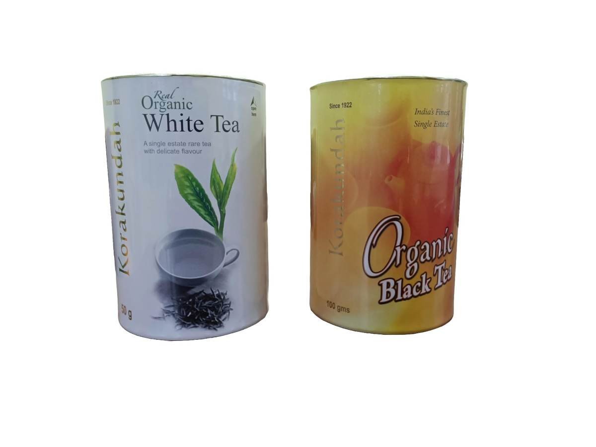 uk61UIgE1TiCL-1.jpg KORAKUNDAH White Tea In Canister 50g | KORAKUNDAH Organic Black Tea in Canister 100g | Pack of 2 | Total 150g | India's Finest Chamraj Nilgiri Tea - Fast UK Delivery - Image 1