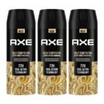 Axe Gold Temptation Long Lasting Deodorant Bodyspray For Men 150 ml, Pack of 3 - Fast UK Delivery