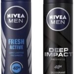 Nivea Men Deodorant Spray , Deep Impact Freshness, 150Ml And Deodorant Spray, Fresh Active Original , 150Ml, Pack Of 1 - Fast UK Delivery