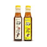 Nutriorg Organic Mustard & Sesame Oil ( Pack of 2* 500 ml) | Cold Pressed | Wooden Pressed | Essential Cooking Purpose | Unrefined | Natural Filtration for Nutrients Retention | Hair & Skin Care - Fast UK Delivery