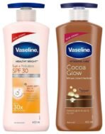 Vaseline Intensive Care Cocoa Glow Body Lotion, 400ml & Sun & Pollution Protection SPF 30 Body Lotion, 400ml - Fast UK Delivery