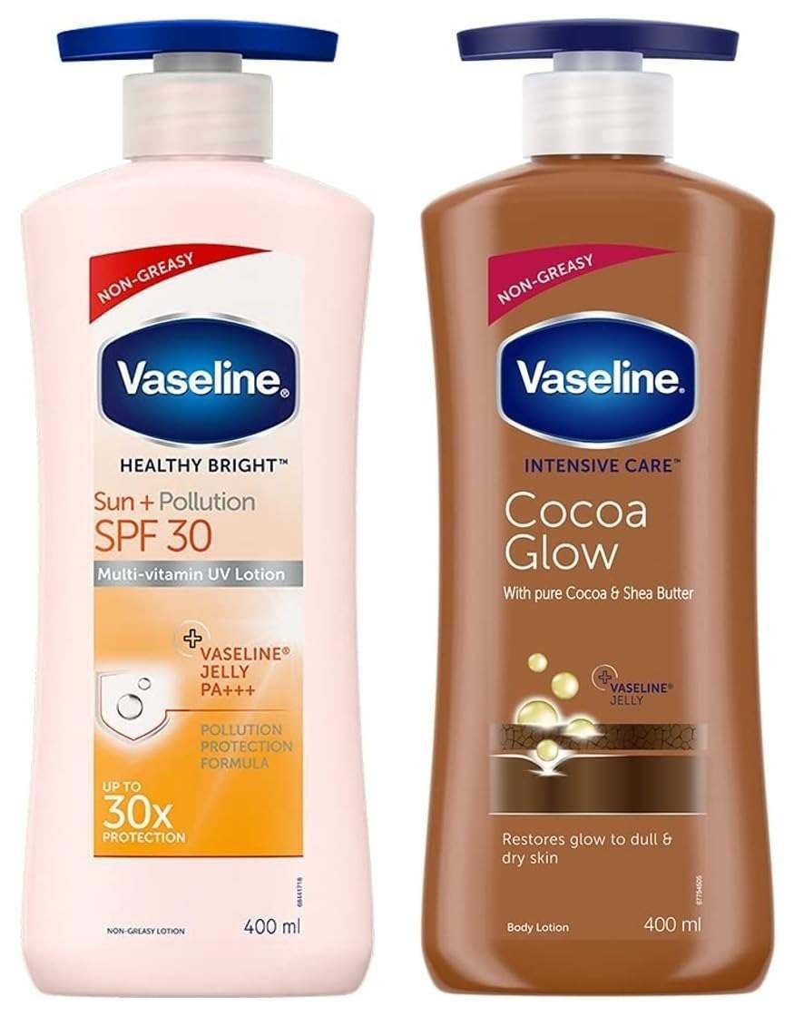 uk61VHcZ96DWL-1-1.jpg Vaseline Intensive Care Cocoa Glow Body Lotion, 400ml & Sun & Pollution Protection SPF 30 Body Lotion, 400ml - Fast UK Delivery - Image 1