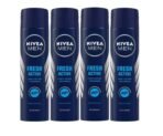 NIVEA Fresh Active Fragrance Spray Deodorant For Men, 4 Count - Fast UK Delivery