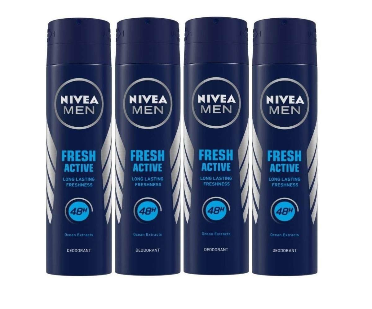 uk61VMM-MkJ7L-1-1.jpg NIVEA Fresh Active Fragrance Spray Deodorant For Men, 4 Count - Fast UK Delivery - Image 1