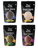 True Elements Edible Seeds Combo 700G (Chia Seeds 150G + Sunflower Seeds 150G + Pumpkin Seeds 150G + Flax Seeds 250G) - Healthy Seeds | Seeds For Eating - Fast UK Delivery