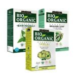 INDUS VALLEY Combo Of Organic Amla Powder | Indian Gooseberry, Bhringraj Powder | Eclipta alba & Brahmi Powder | Bacopa monnieri (100g *3=300) - Fast UK Delivery