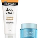 Neutrogena Hydro Boost Hyaluronic Acid Hydrating Water Gel Daily Face Moisturizer, 15 g & Neutrogena Deep Clean Foaming Cleanser, 100g - Fast UK Delivery