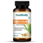 Healthally Ayurvedic Safed Musli Capsule 500mg | Stamina Energy Vitality Booster Capsule for Men Women Supplement | Relief Tiredness & Fatigue | AYUSH Approved - 60 Capsules - Fast UK Delivery