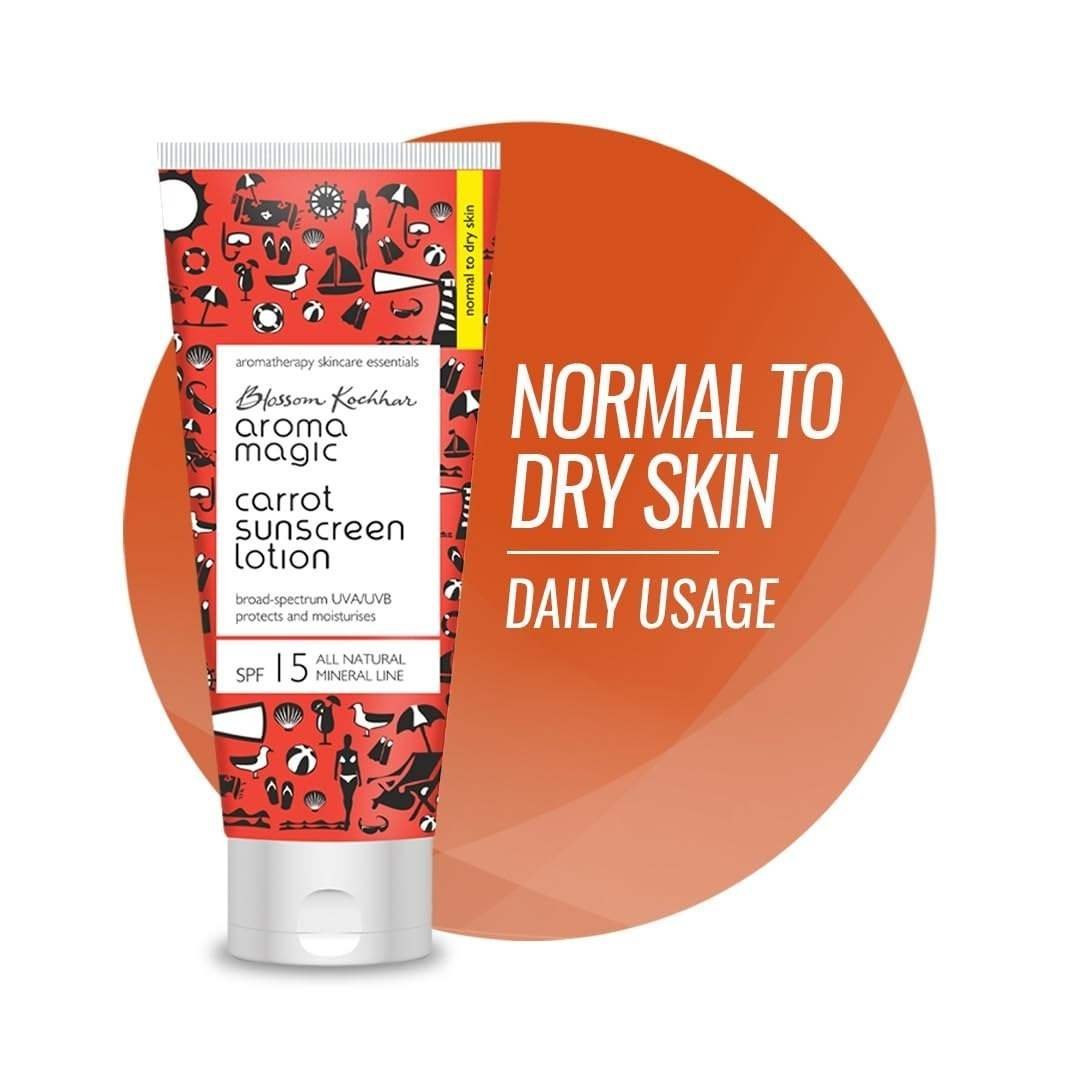 uk61W7o27fOkL-1-1.jpg Aroma Magic Carrot Sunscreen Lotion With Broad Spectrum Protection UVA/UVB |SPF 15 |For Normal To Dry Skin | 100 ml - Fast UK Delivery - Image 1