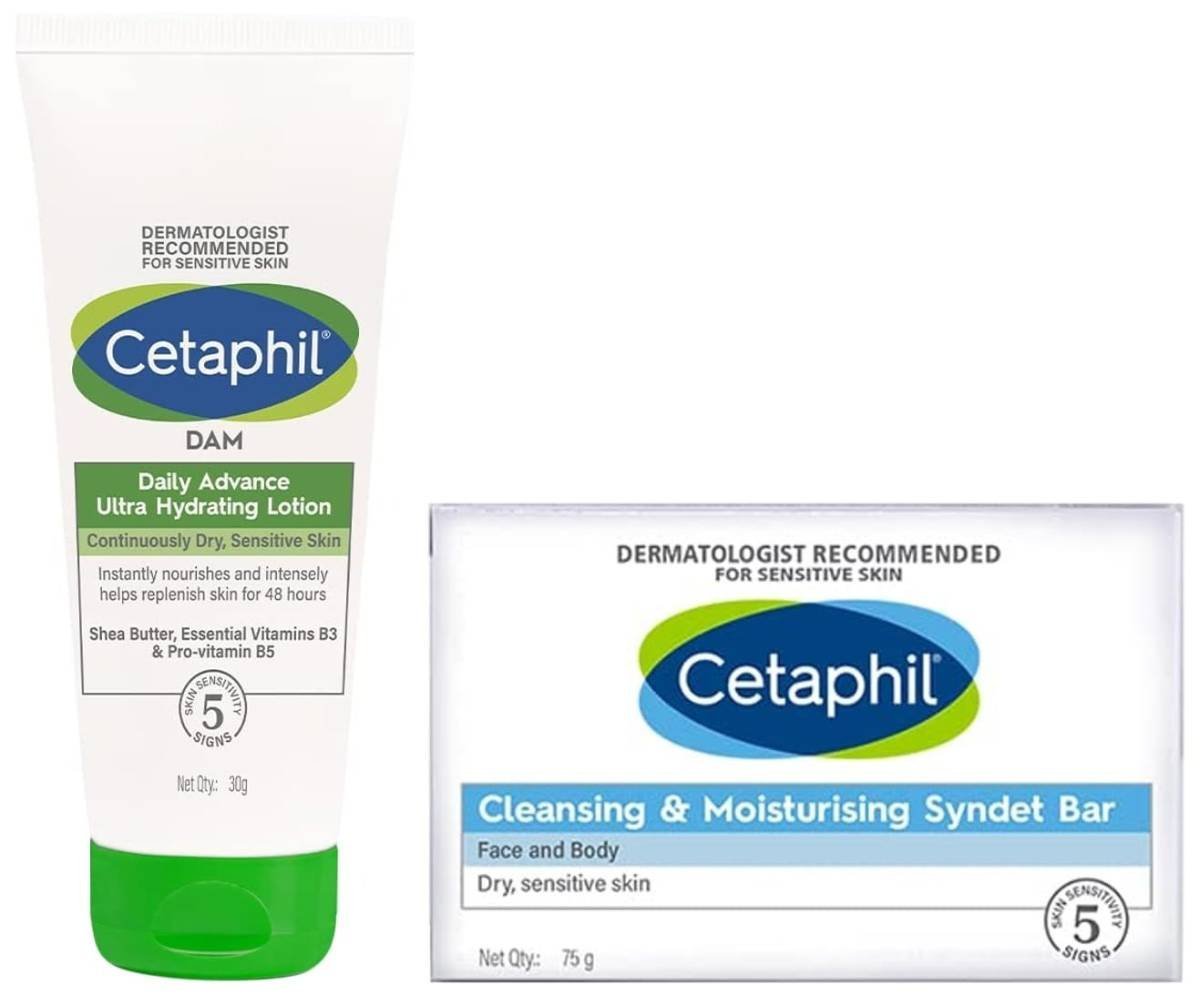 uk61WG-N0IGVL-1-1.jpg Cetaphil Dam Daily Advance Ultra Hydrating Lotion, 30g and Cetaphil Cleansing And Moisturising Syndet Bar, 75g - Fast UK Delivery - Image 1