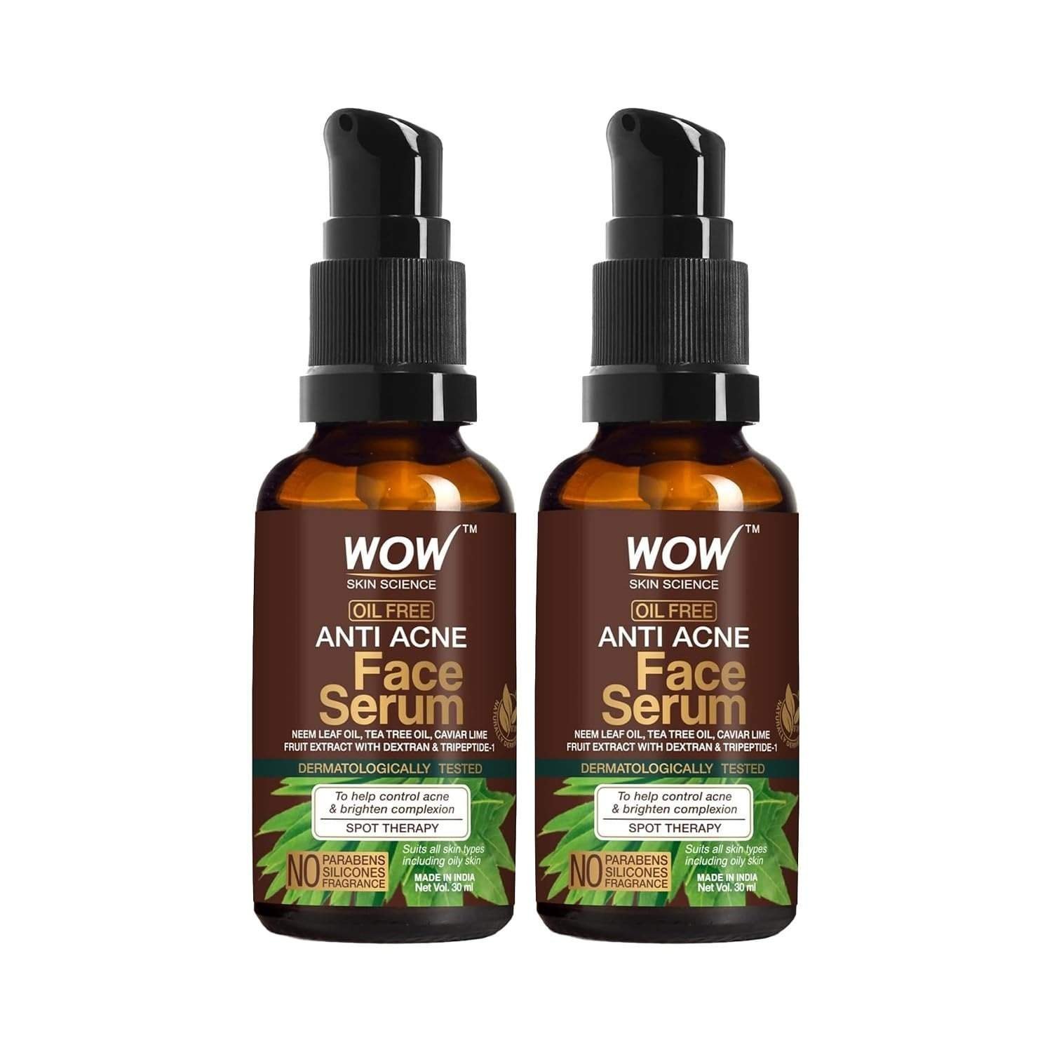 uk61WXJA3DOhL-1-1.jpg WOW Skin Science Anti Acne Face Serum|Natural Neem Leaf & Tea Tree Oil|Reduce Spots, Skin Repair, Pimple Free, Bright Skin|No Parabens|Face Serum for Women & Men|30 ml|Pack of 2 - Fast UK Delivery - Image 1