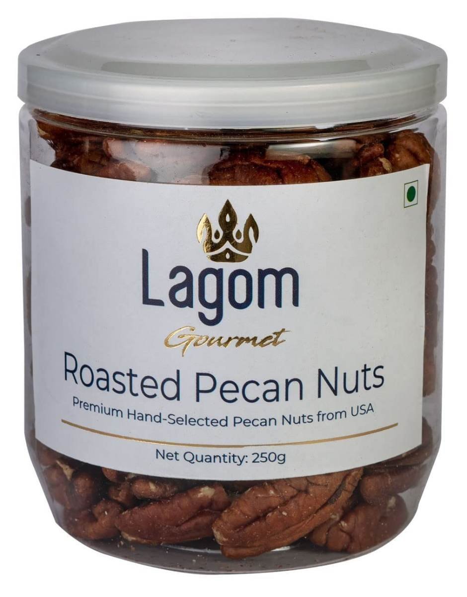 uk61WZdMurbGL-1.jpg Lagom Gourmet Roasted Pecan Nuts 250g | No Salt | Dry Roasted | No Oil Used | All Natural | No Preservatives | No Additives | Gluten Free | Vegan | Plant Based | Non GMO | Nuts Dry Fruits - Fast UK Delivery - Image 1