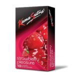 kamasutra flavored condom Tempting Flavour with Dotted Texture | Made with Natural Rubber Latex | Lubricated Condoms | Excite/Flavour Series (strawberry) - Fast UK Delivery
