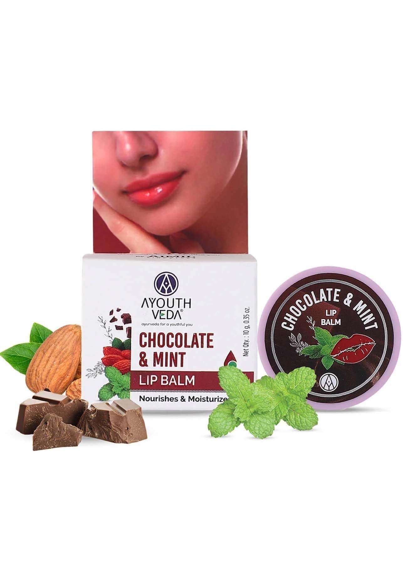 uk61X6u2bBgiL-1-1.jpg Ayouthveda Chocolate & Mint Lip Balm For Men & Women| A Nourishing Lip Balm with Vitamin E, Almond & Olive Oil | Heals Cracked & Undernourished Lips| Moisturizer For Chapped And Dry Lips|(10gm) - Fast UK Delivery - Image 1