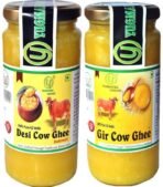 Yugmantra Organic Foods 100 % Pure Natural A2 Milk Sahiwal Cow's Ghee 250 ml & Gir Ghee 250 ml-( Total 500 ml )Grass-Fed Desi Ghee Prepared Curd by Traditional Bilona Padati (Method)Immunity Superfood - in Glass Bottle - Fast UK Delivery