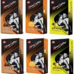 Kamasutra 2 Coffee Cappuccino, 2 Butterscotch and 2 Pineapple Flavoured Dotted Condom Condom (Set of 6, 60 Sheets) - Fast UK Delivery