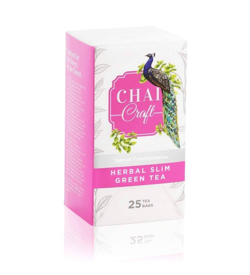 uk61XdCVv42DL-1-1.jpg Chai Craft Herbal Slim Green Tea (25 Teabags) | Helps In Weight Management & Detoxification | Detoxifying Herbal Tea - Fast UK Delivery - Image 1